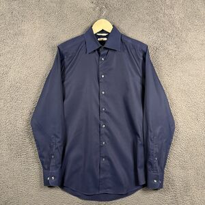 Suitsupply Shirt Mens 15 3/4 Navy Blue Spread Collar Dress Shirt Long Sleeve